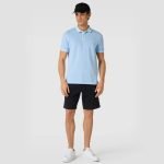 Polo shirt with label stitching in light blue